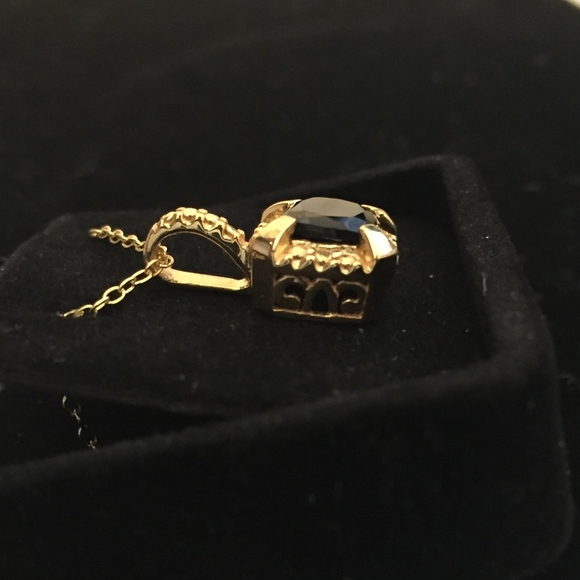 Black Spinel 18K Gold over Silver pendant Necklace - Picture 4 of 5